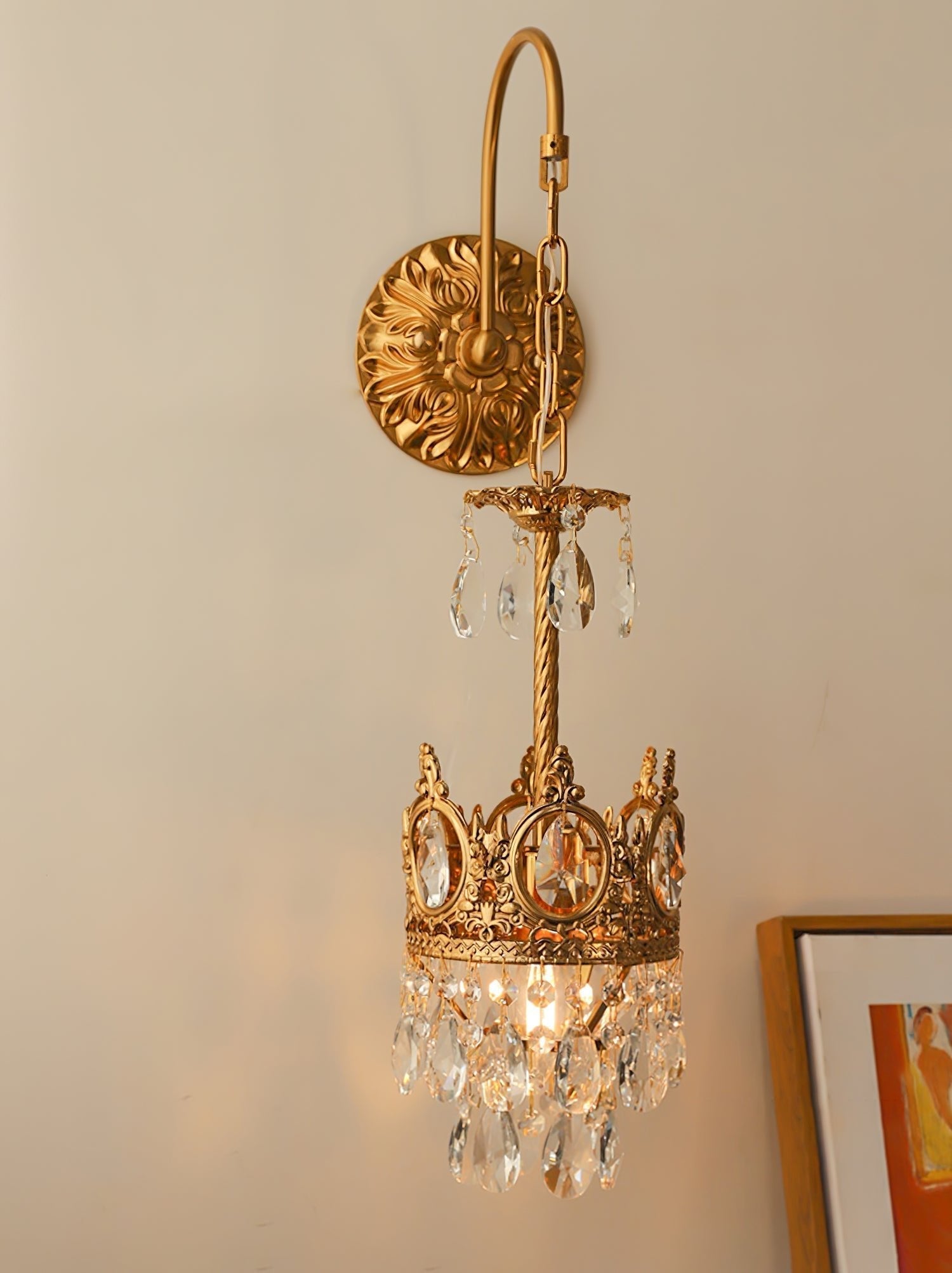 Crystal Crown Wall Light - Dia 16 cm x H 62cm Crystal, Hardwired Wall Sconce, detail 8
