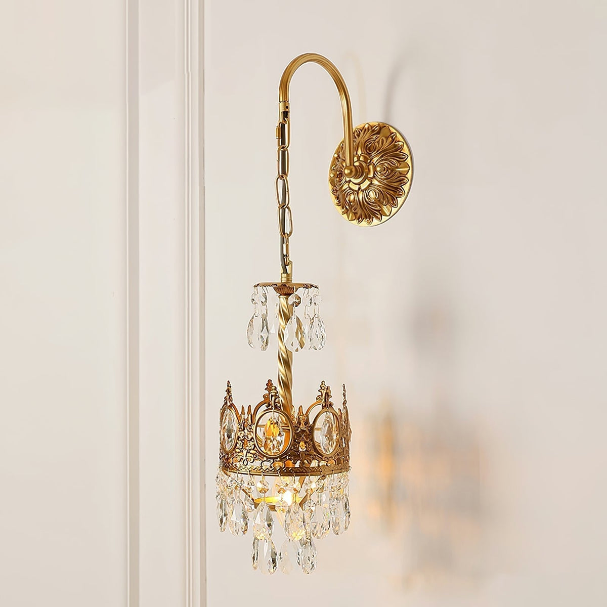 Crystal Crown Wall Light - Dia 16 cm x H 62cm Crystal, Hardwired Wall Sconce, detail 9