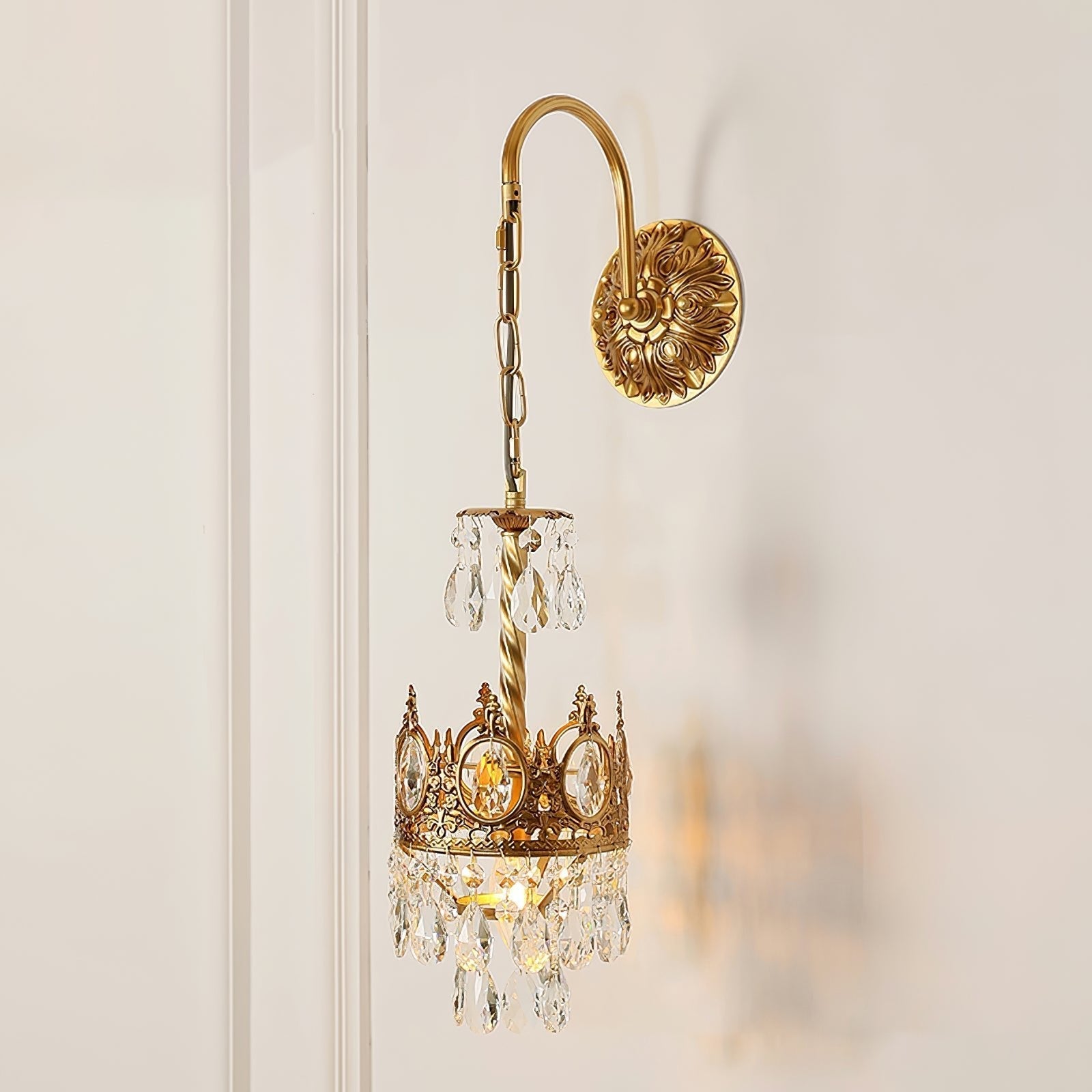 Crystal Crown Wall Light - Dia 16 cm x H 62cm Crystal, Hardwired Wall Sconce, detail 9