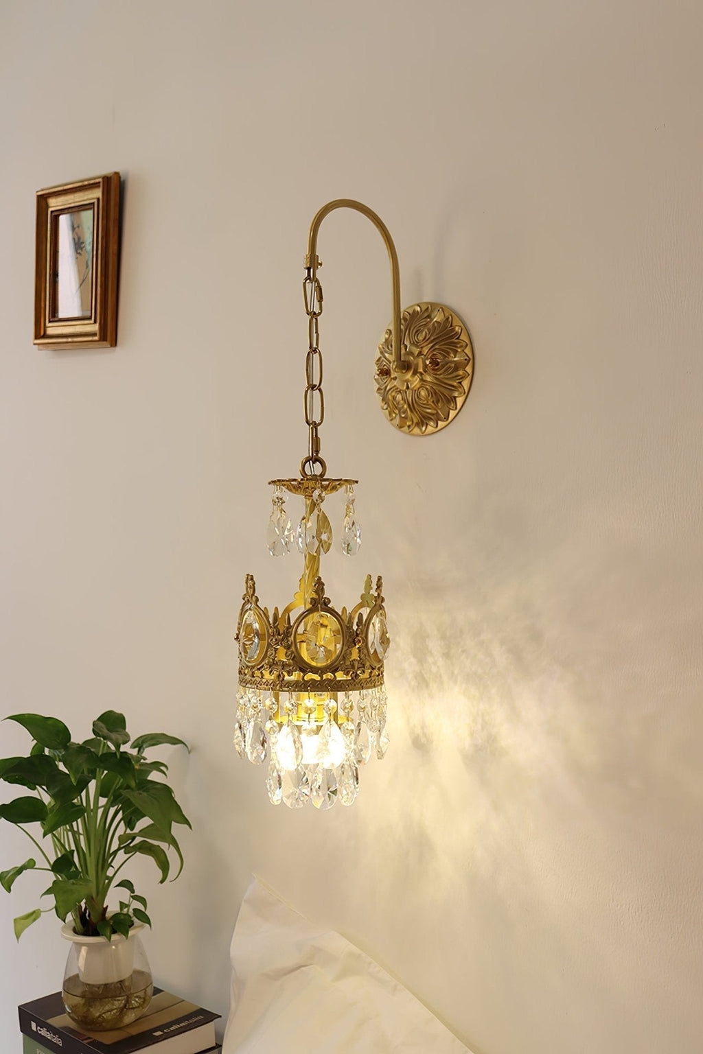 Crystal Crown Wall Light - Dia 16 cm x H 62cm Crystal, Hardwired Wall Sconce, detail 16