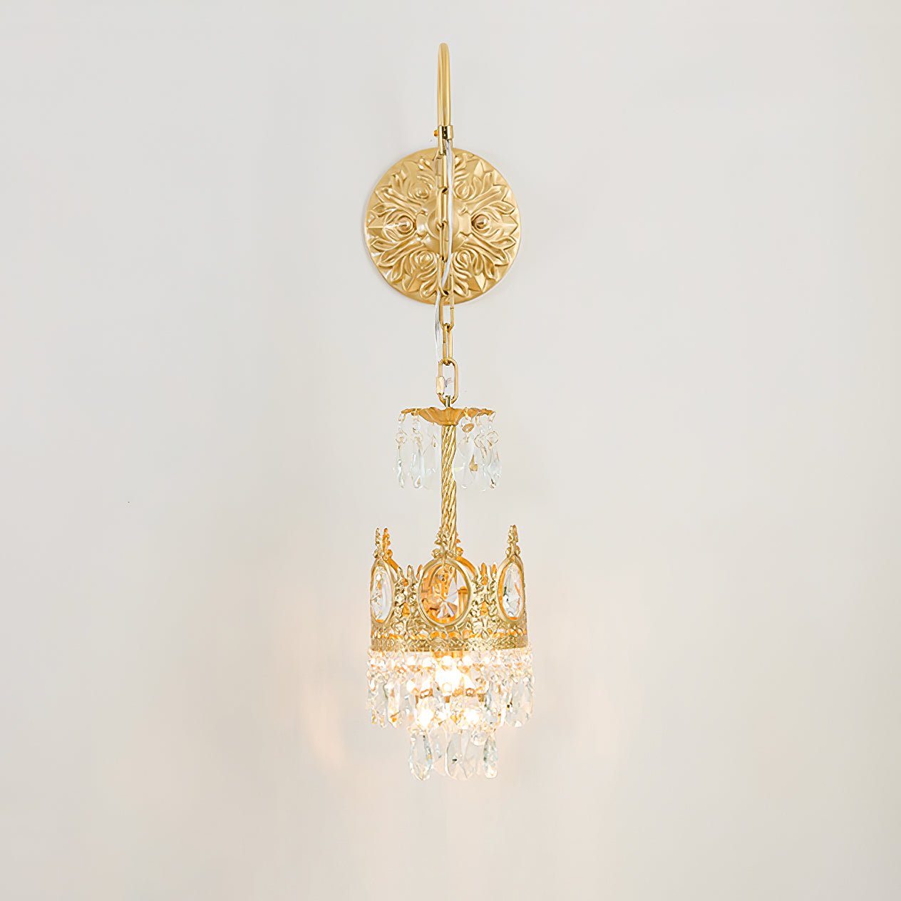 Crystal Crown Wall Light - Dia 16 cm x H 62cm Crystal, Hardwired Wall Sconce, detail 3