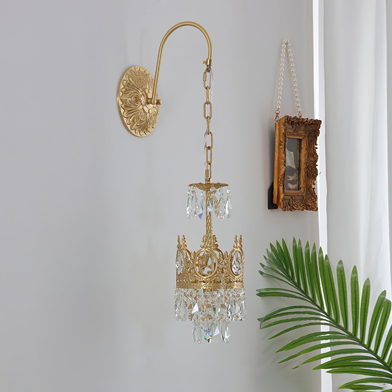 Crystal Crown Wall Light - Dia 16 cm x H 62cm Crystal, Hardwired Wall Sconce, detail 11