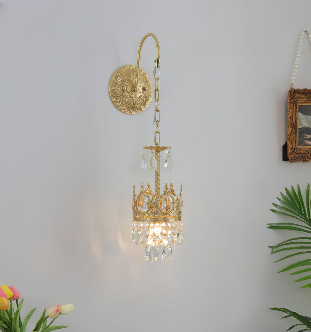 Crystal Crown Wall Light - Dia 16 cm x H 62cm Crystal, Hardwired Wall Sconce, detail 27