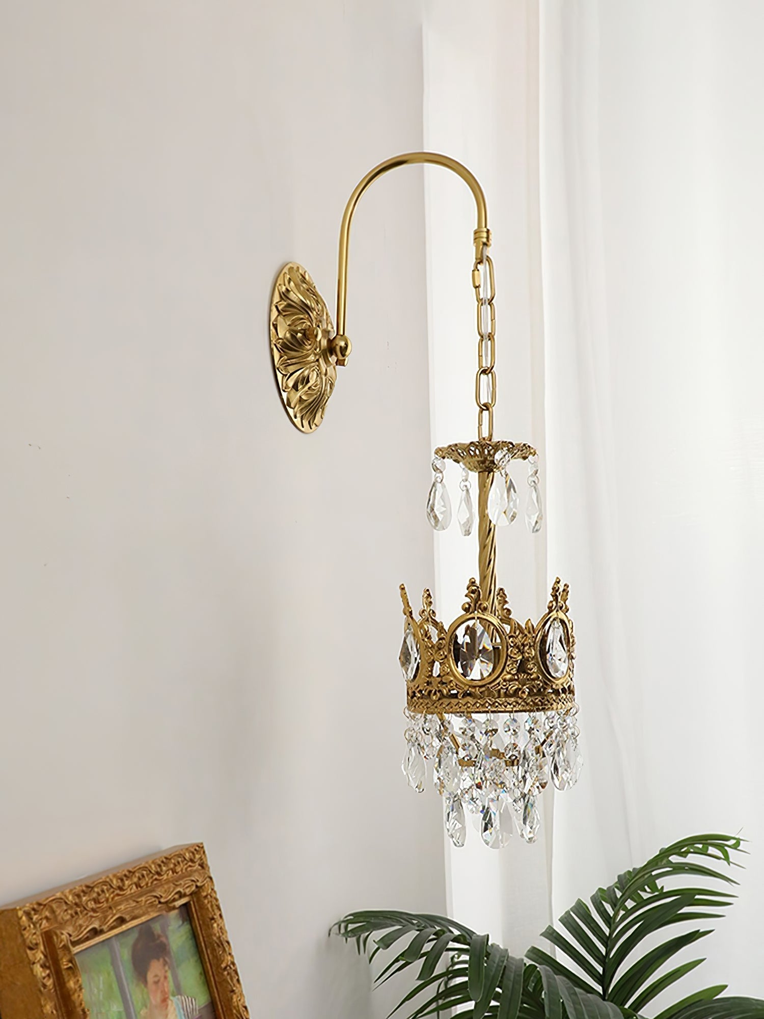 Crystal Crown Wall Light - Dia 16 cm x H 62cm Crystal, Hardwired Wall Sconce, detail 28