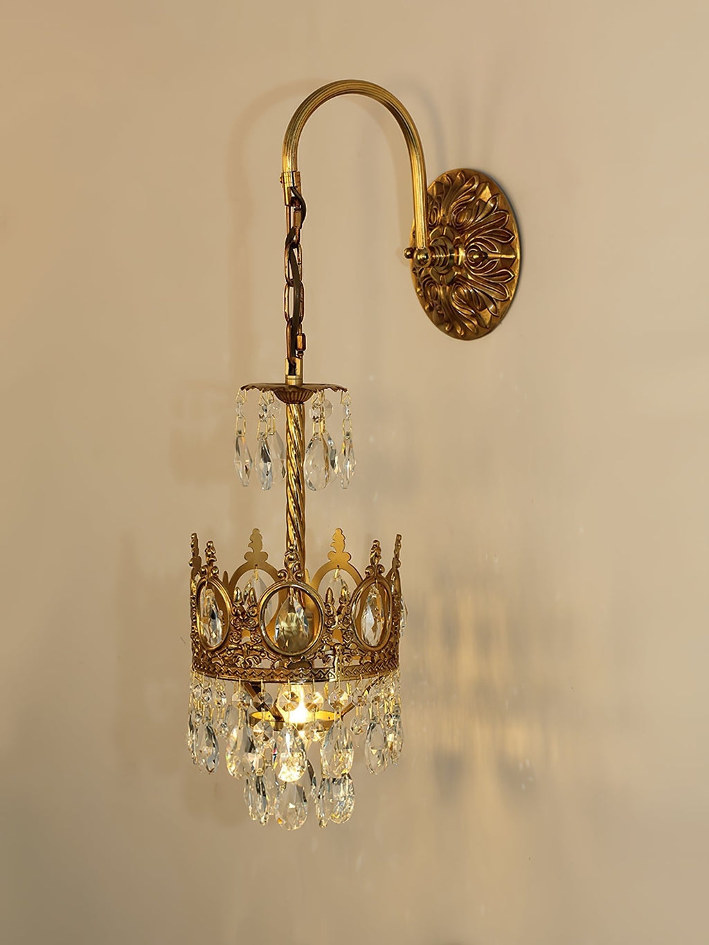 Crystal Crown Wall Light - Dia 16 cm x H 62cm Crystal, Hardwired Wall Sconce, detail 12