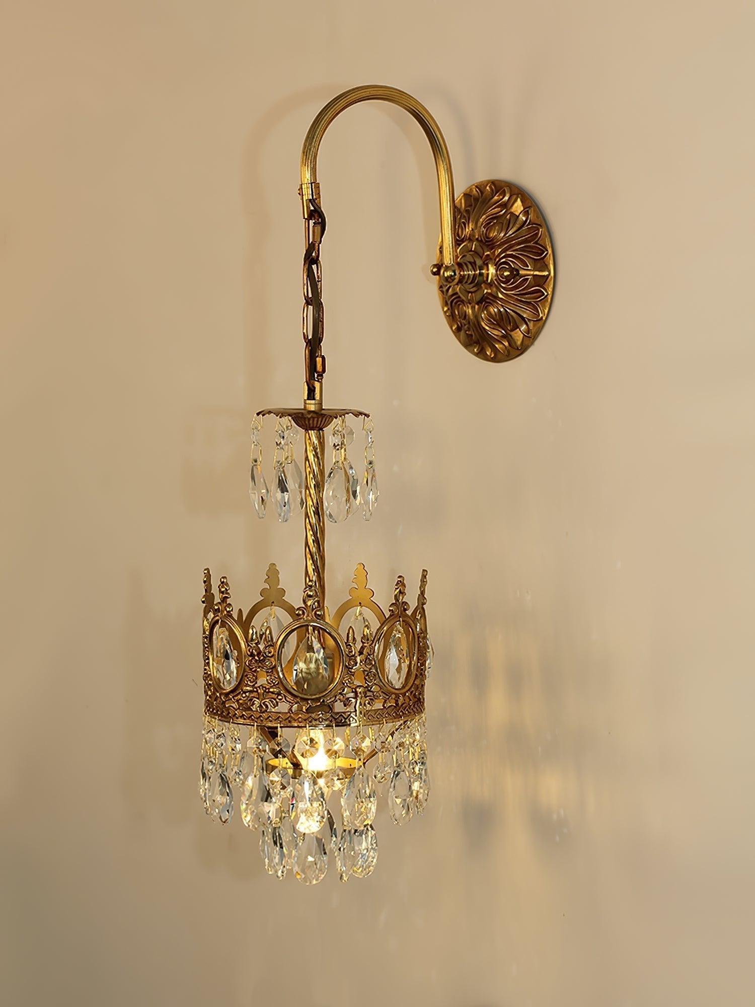 Crystal Crown Wall Light - Dia 16 cm x H 62cm Crystal, Hardwired Wall Sconce, detail 12
