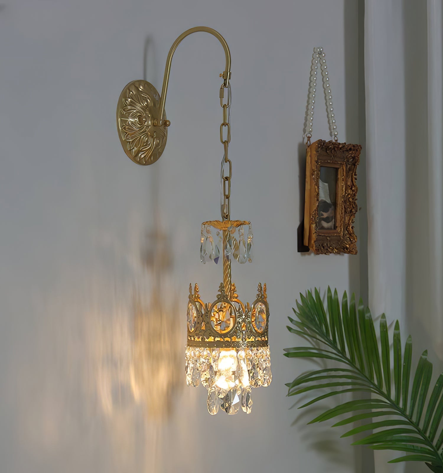 Crystal Crown Wall Light - Dia 16 cm x H 62cm Crystal, Hardwired Wall Sconce, detail 29