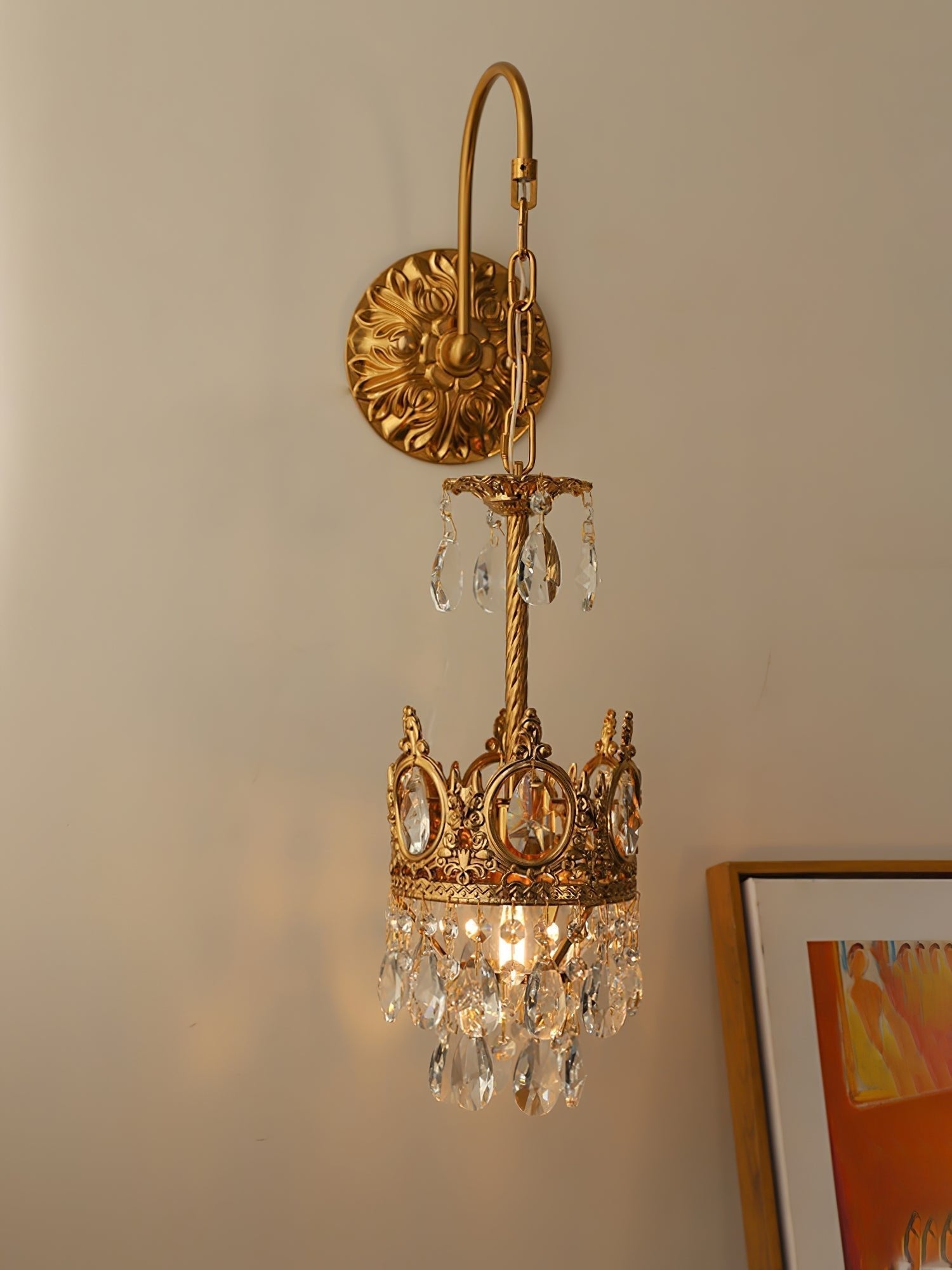 Crystal Crown Wall Light - Dia 16 cm x H 62cm Crystal, Hardwired Wall Sconce, detail 13