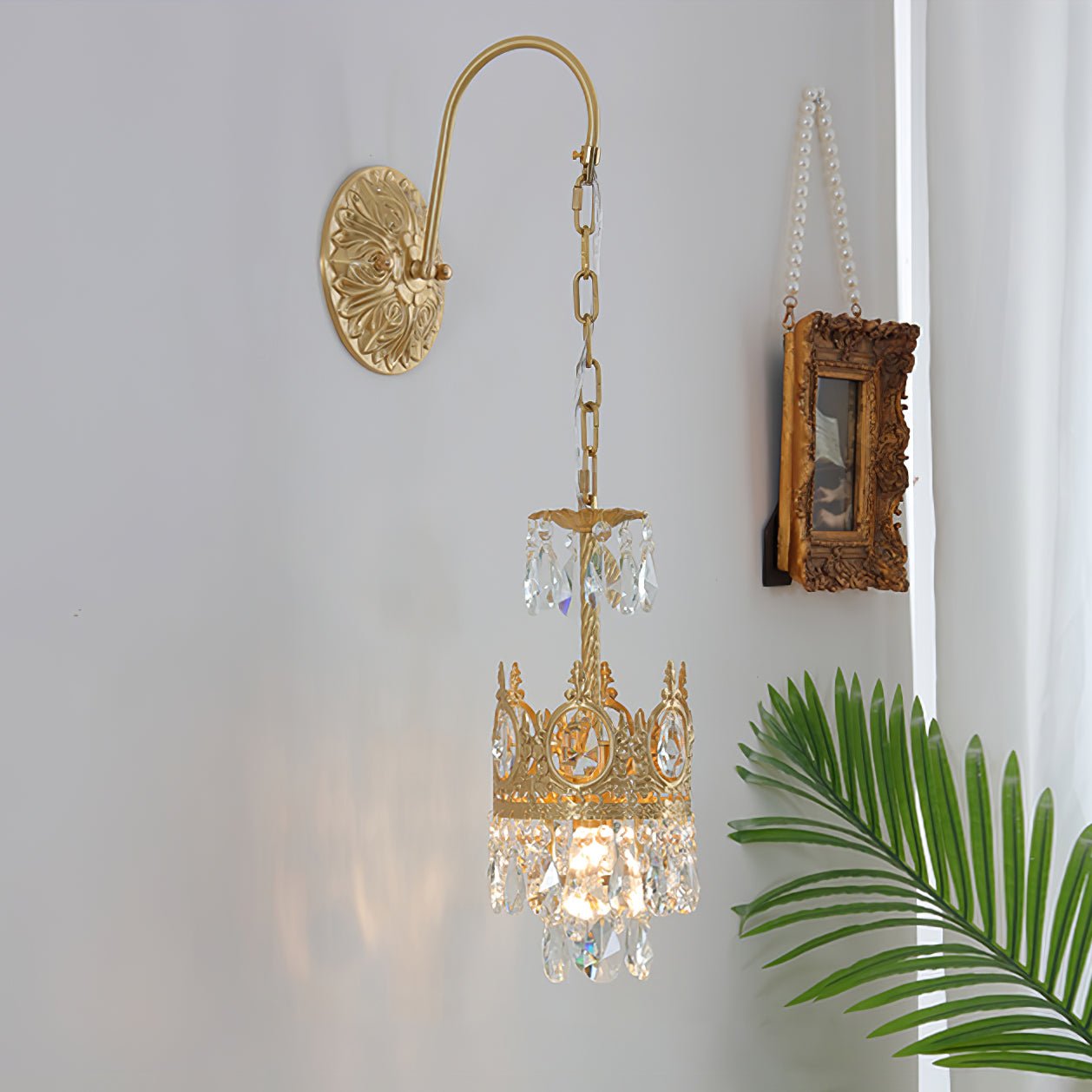 Crystal Crown Wall Light - Dia 16 cm x H 62cm Crystal, Hardwired Wall Sconce, detail 14