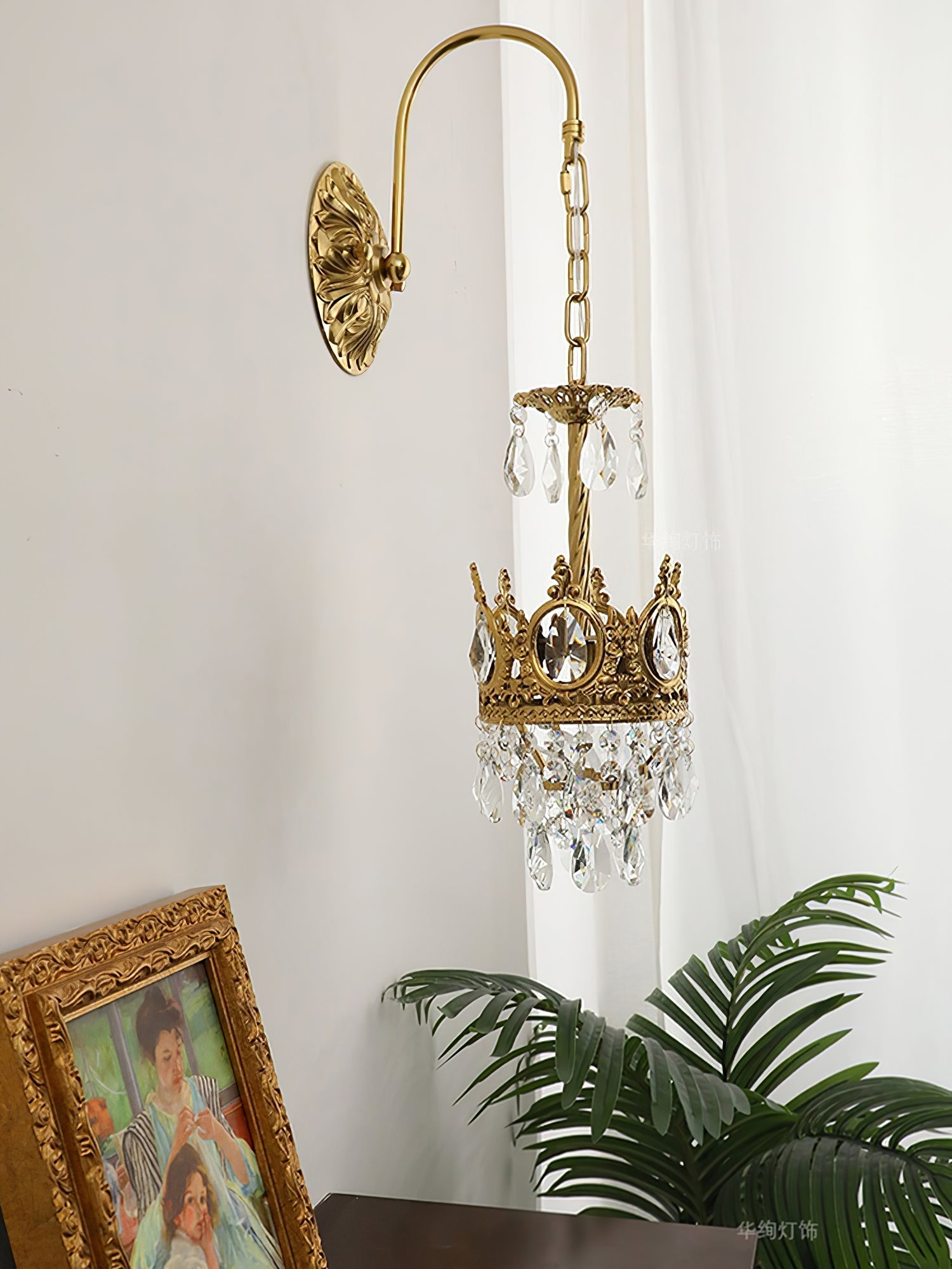 Crystal Crown Wall Light - Dia 16 cm x H 62cm Crystal, Hardwired Wall Sconce, detail 36
