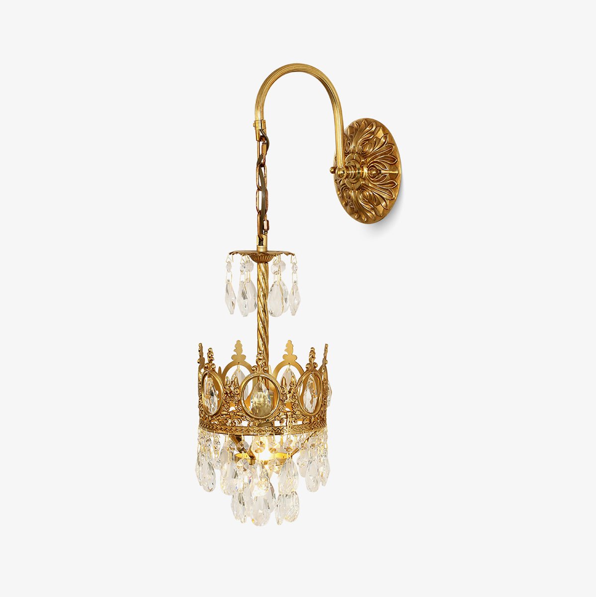 Crystal Crown Wall Light - Dia 16 cm x H 62cm Crystal, Hardwired Wall Sconce