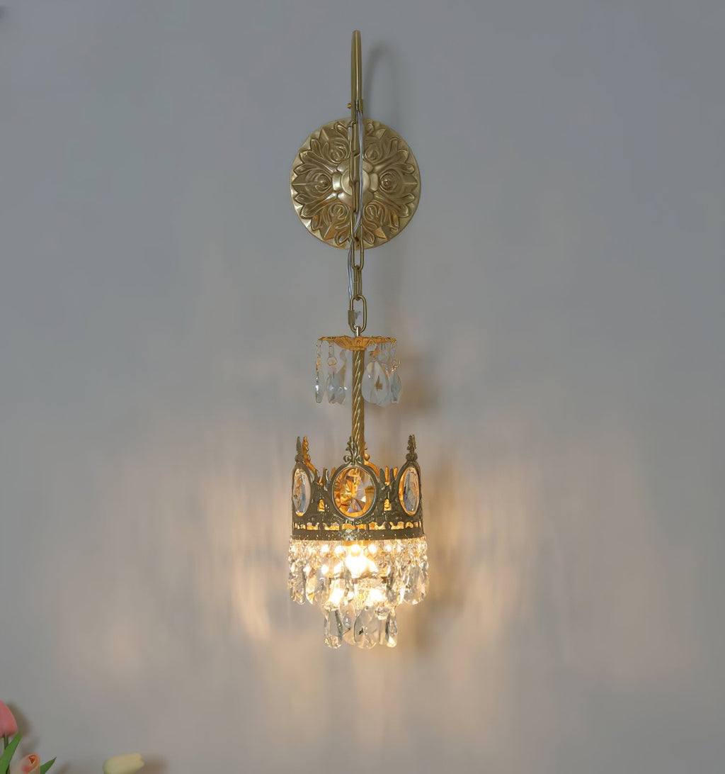Crystal Crown Wall Light - Dia 16 cm x H 62cm Crystal, Hardwired Wall Sconce, detail 25