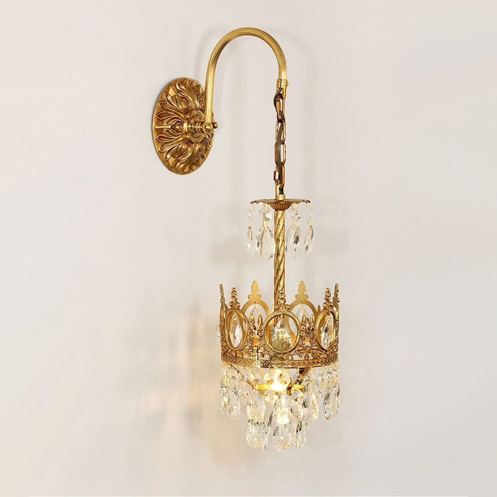 Crystal Crown Wall Light - Dia 16 cm x H 62cm Crystal, Hardwired Wall Sconce, detail 6