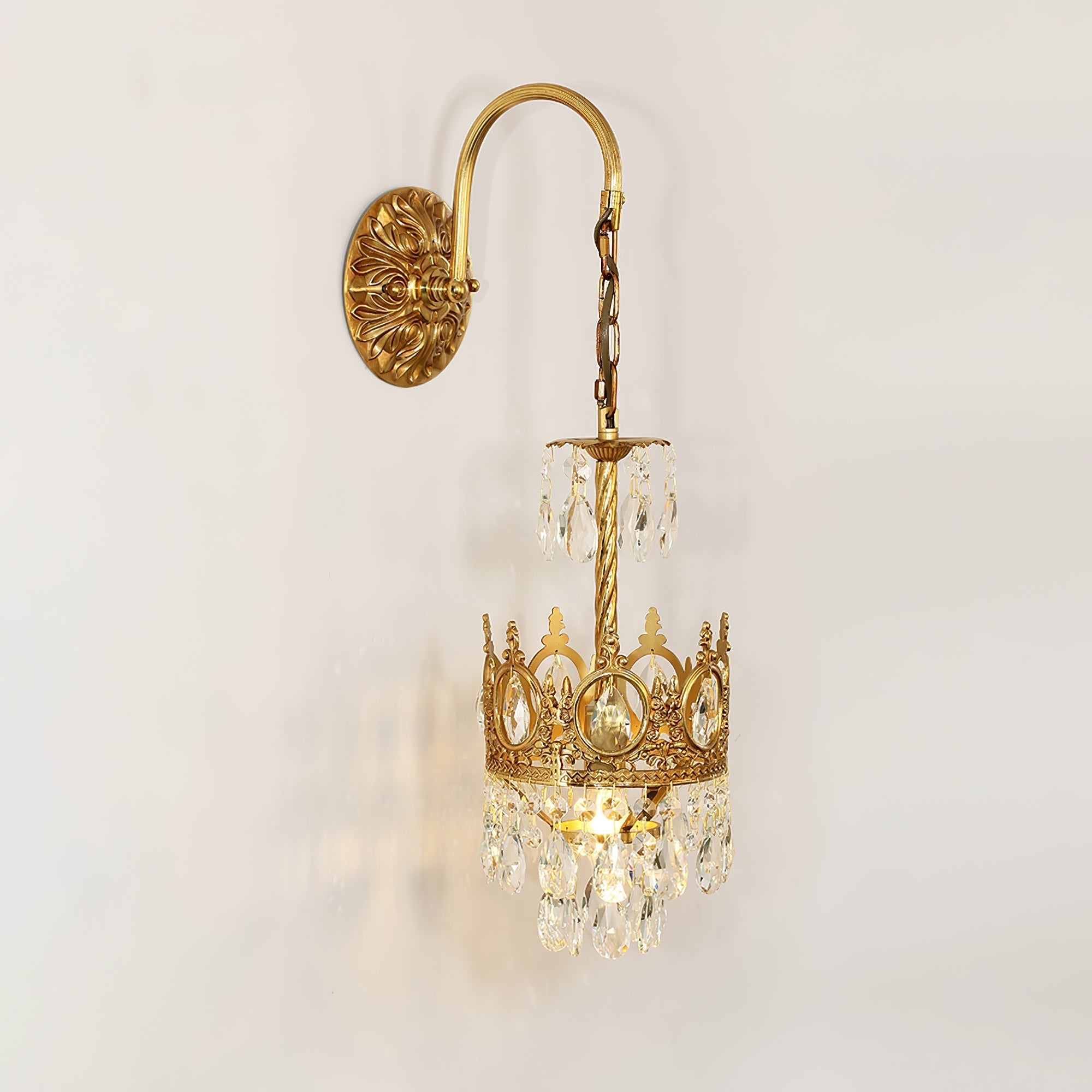 Crystal Crown Wall Light - Dia 16 cm x H 62cm Crystal, Hardwired Wall Sconce, detail 30