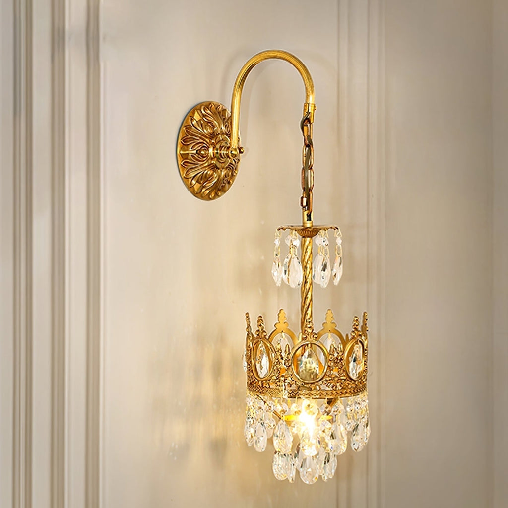 Crystal Crown Wall Light - Dia 16 cm x H 62cm Crystal, Hardwired Wall Sconce, detail 31