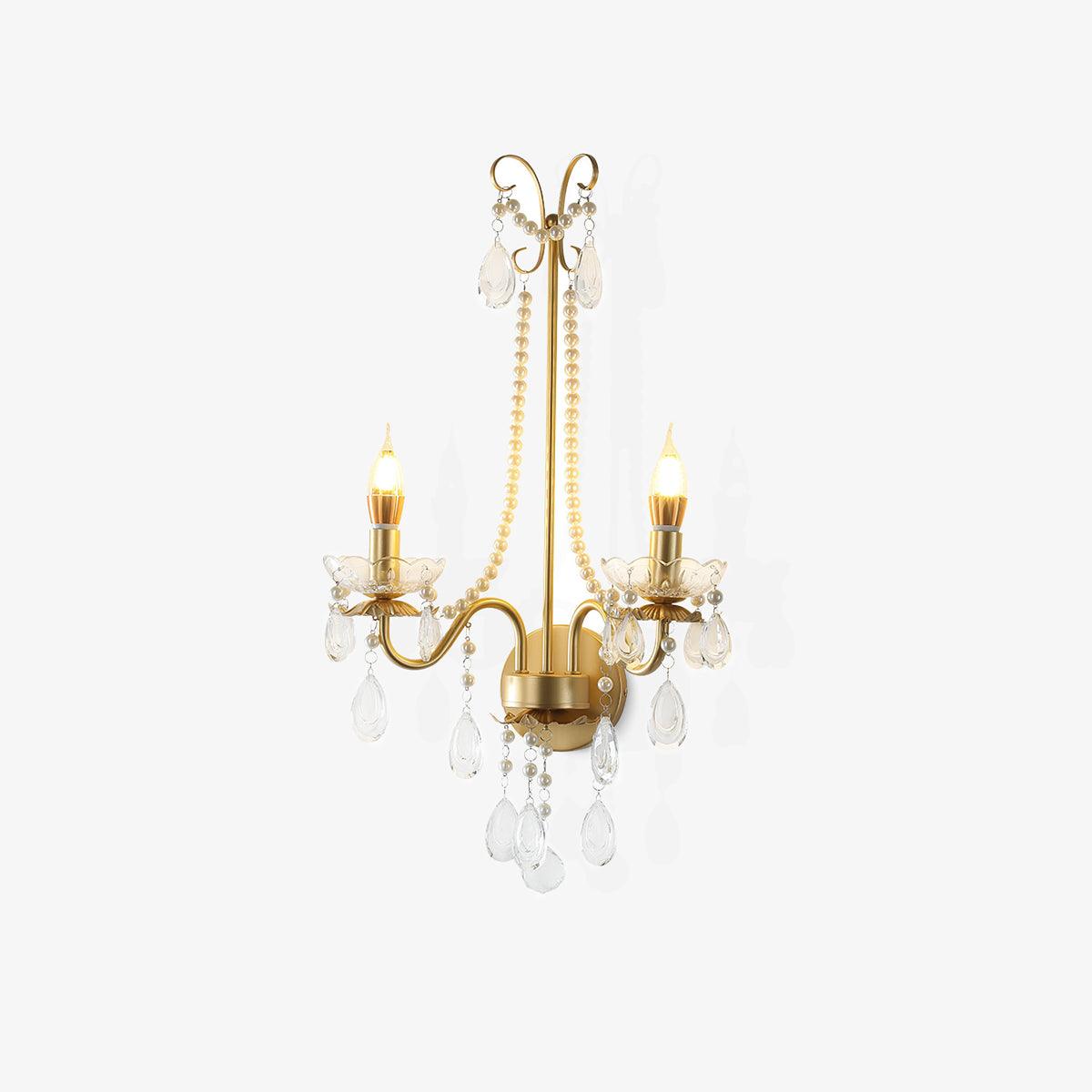Crystal Pearl Chain Wall Light - ∅ 16.8″ x H 25.2″ Iron, Hardwired Wall Sconce