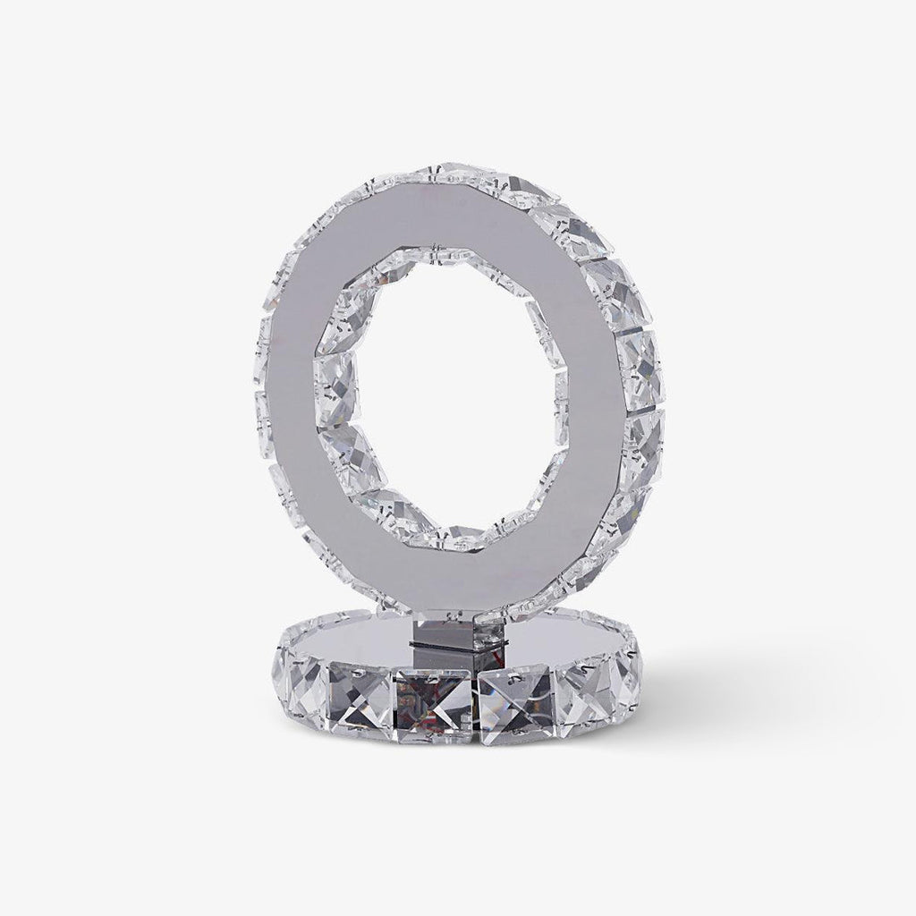 Crystal Rings Table Light, Bedside Table Lamp, Stainless Steel, ∅ 8.3″ x H 10.2″