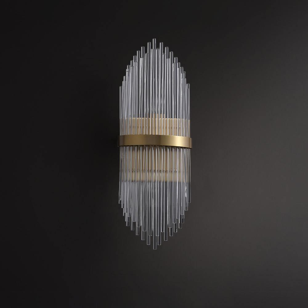 Crystal Wall Light, Hardwired Wall Sconce, Brass, Dia 18cm x H 50cm