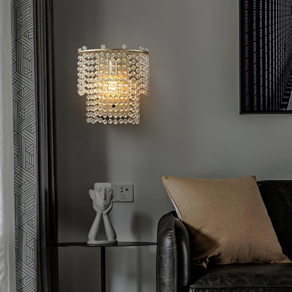 Crystal Waterfall Wall Light, Bedroom Wall Sconce, detail 3