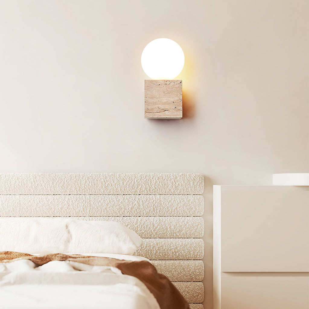 Cube Stone Wall Light, Hardwired Wall Sconce, detail 3