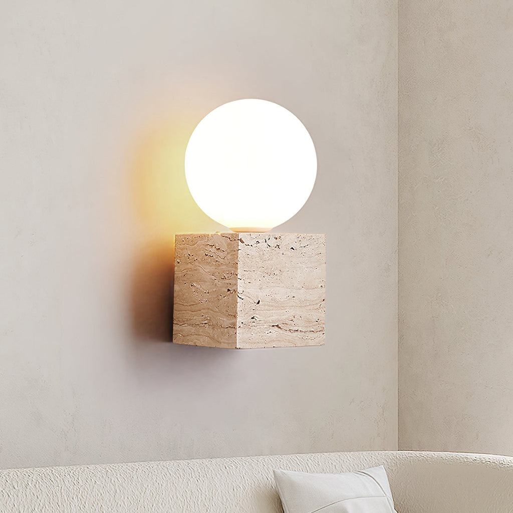 Cube Stone Wall Light, Hardwired Wall Sconce, detail 2