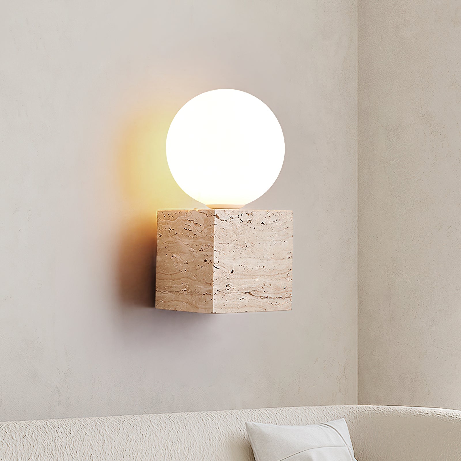 Cube Stone Wall Light, Hardwired Wall Sconce, detail 2