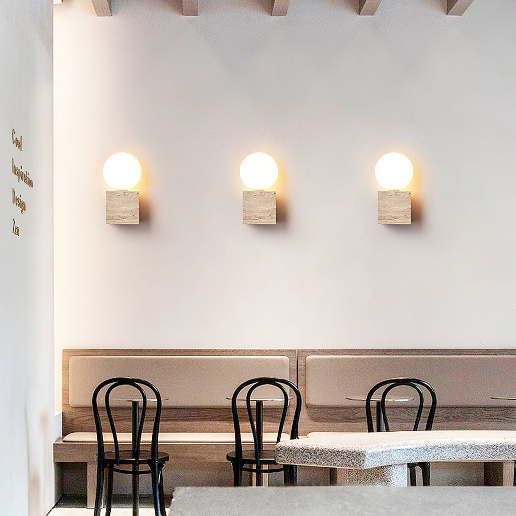 Cube Stone Wall Light, Hardwired Wall Sconce, detail 5