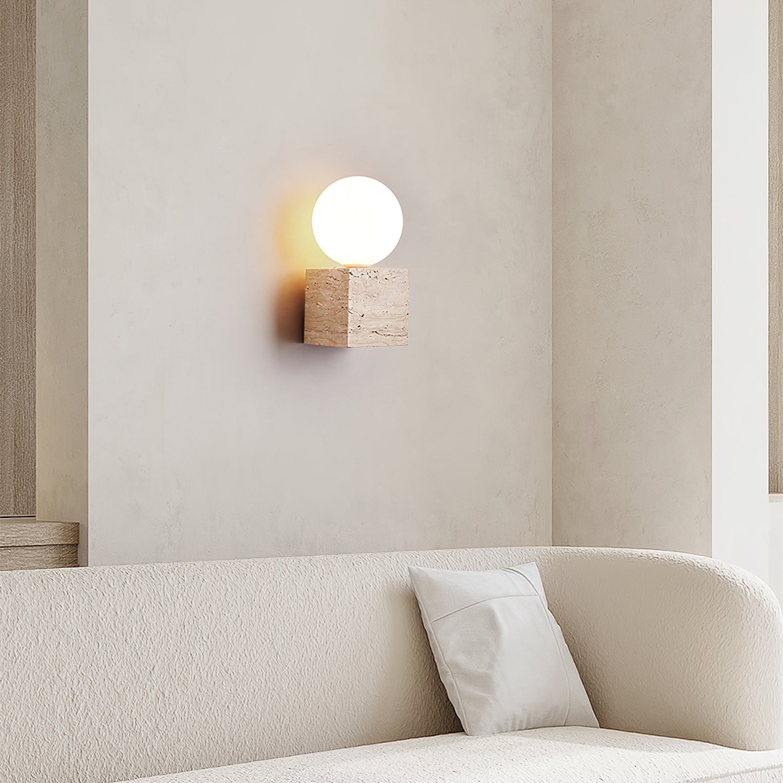 Cube Stone Wall Light, Hardwired Wall Sconce, detail 6