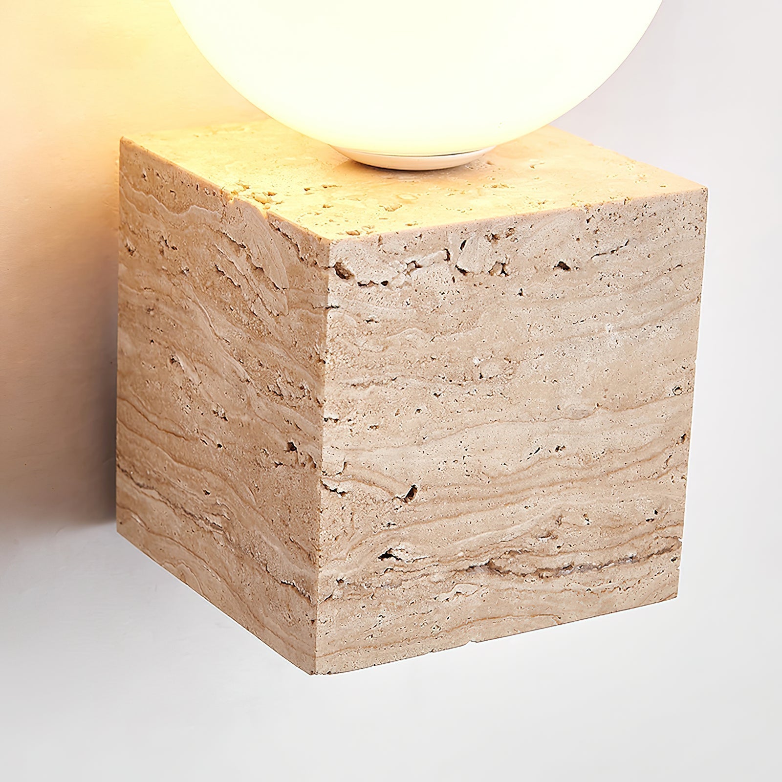 Cube Stone Wall Light, Hardwired Wall Sconce, detail 8