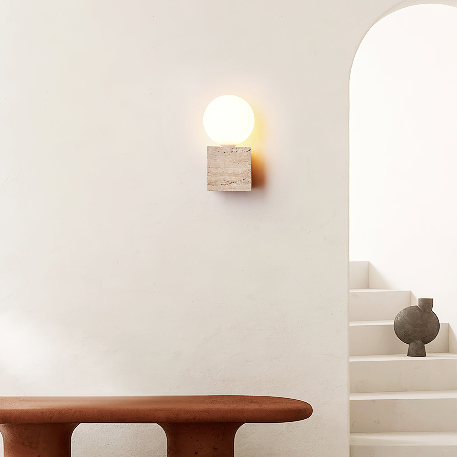 Cube Stone Wall Light, Hardwired Wall Sconce, detail 9