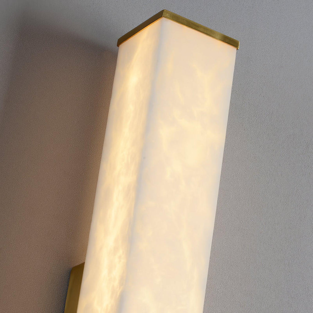 Cuboid Alabaster Wall Light, Hardwired Wall Sconce, detail 12