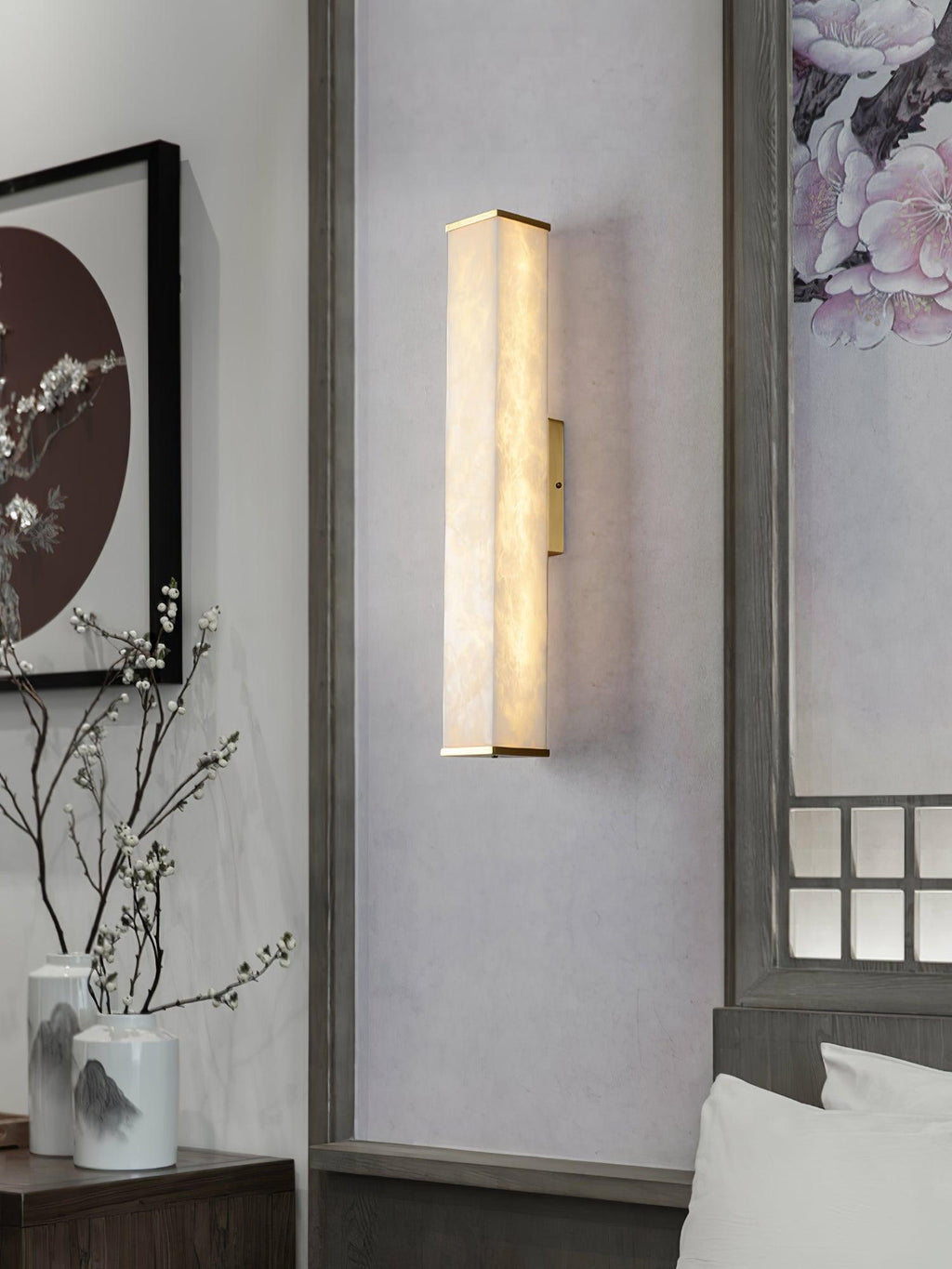 Cuboid Alabaster Wall Light, Hardwired Wall Sconce, detail 13
