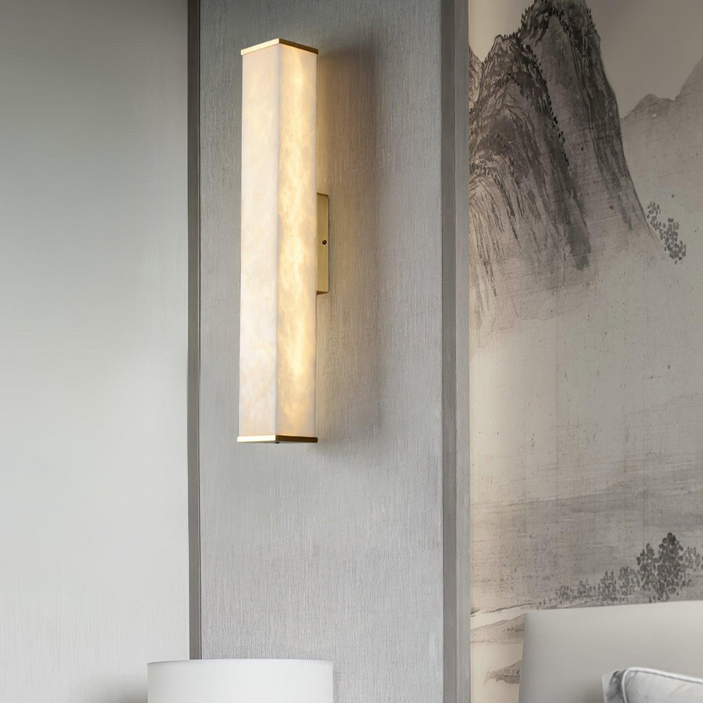 Cuboid Alabaster Wall Light, Hardwired Wall Sconce, detail 15