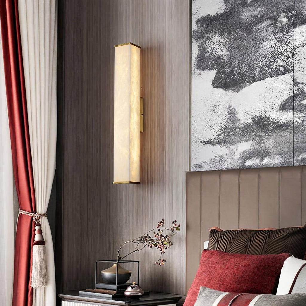 Cuboid Alabaster Wall Light, Hardwired Wall Sconce, detail 3