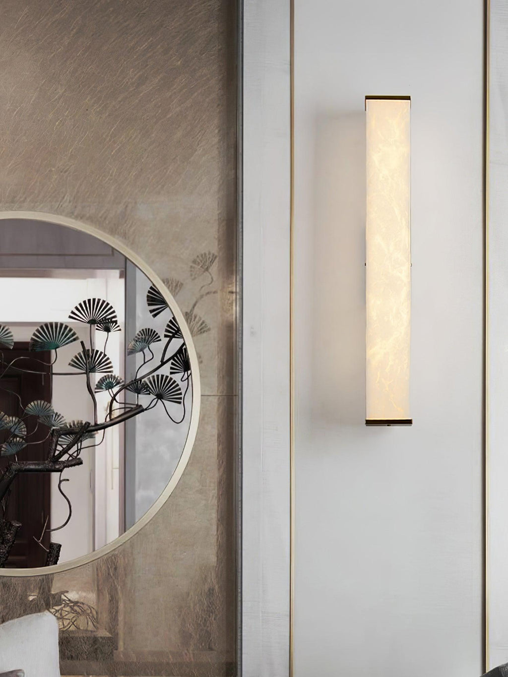 Cuboid Alabaster Wall Light, Hardwired Wall Sconce, detail 17
