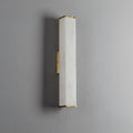 Cuboid Alabaster Wall Light, Hardwired Wall Sconce, Brass, L 8cm x H 40cm
