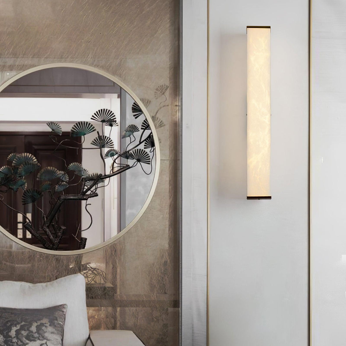 Cuboid Alabaster Wall Light, Hardwired Wall Sconce, detail 4