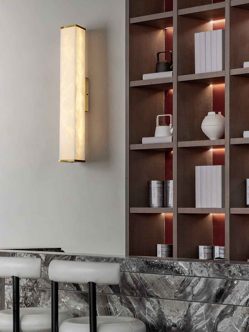 Cuboid Alabaster Wall Light, Hardwired Wall Sconce, detail 5