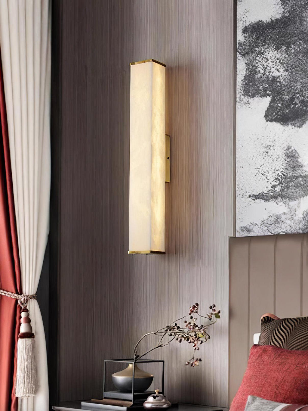 Cuboid Alabaster Wall Light, Hardwired Wall Sconce, detail 7