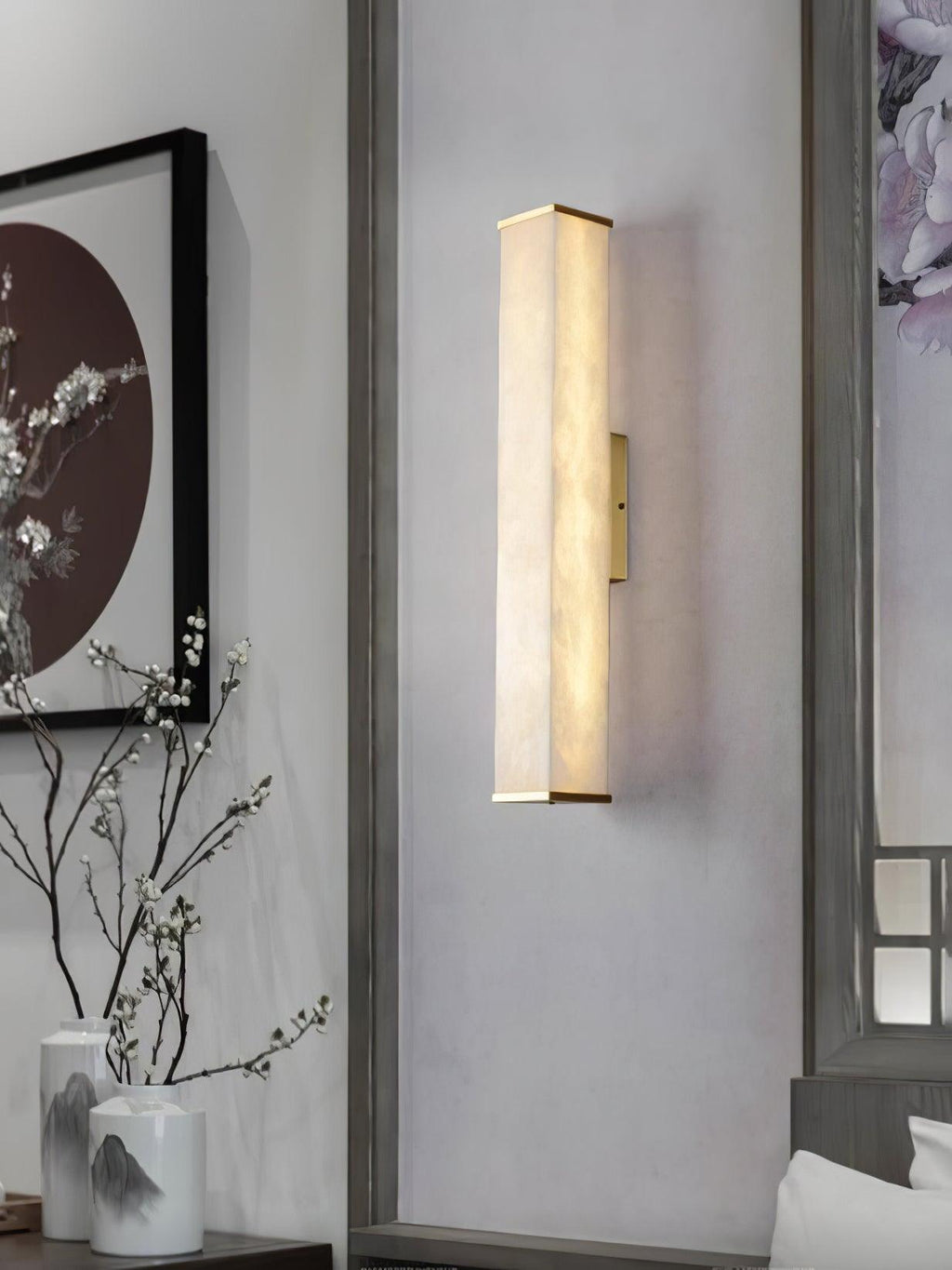 Cuboid Alabaster Wall Light, Hardwired Wall Sconce, detail 8