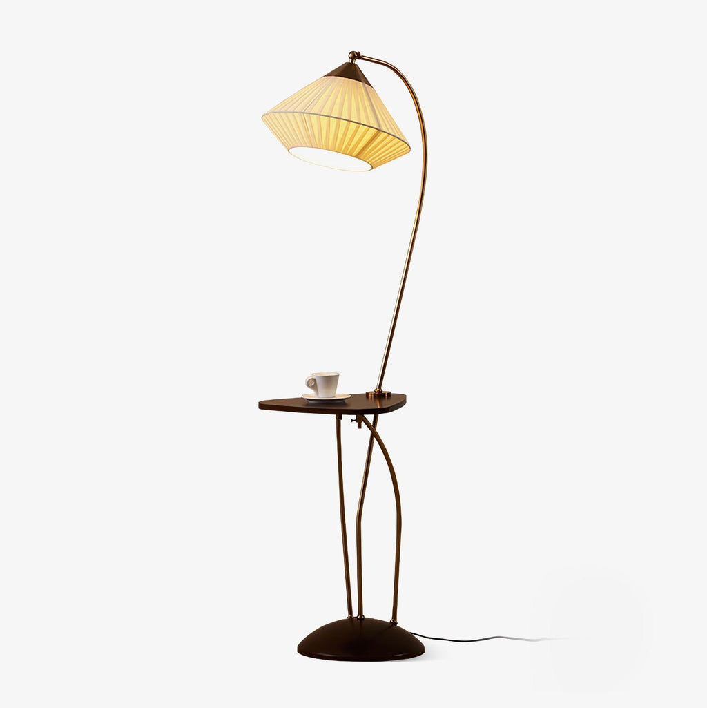Curve With Table Floor Light, Floor Lamp, Brass, ∅ 11.8″ x H 55.1″