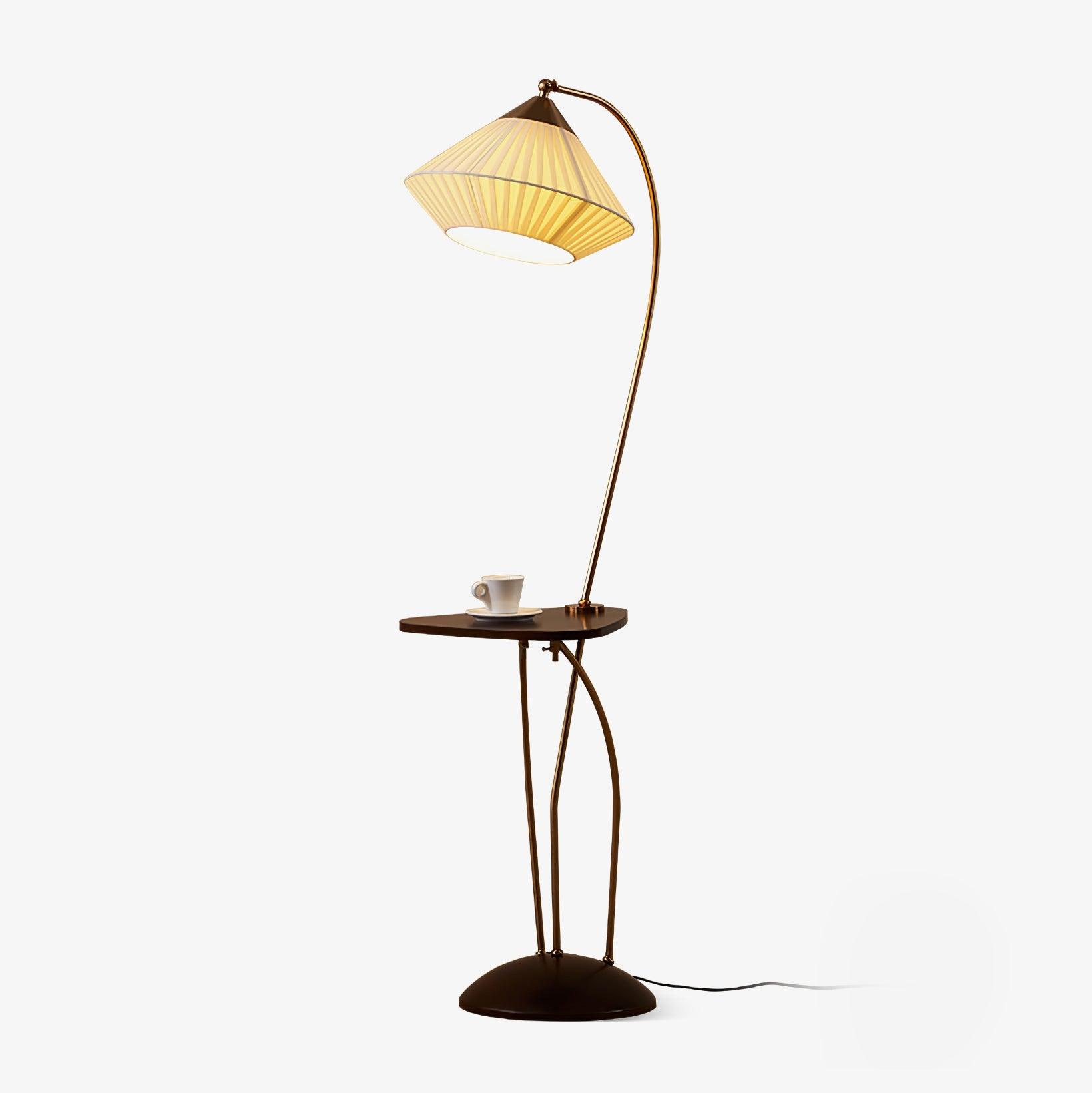 Curve With Table Floor Light, Floor Lamp, Brass, ∅ 11.8″ x H 55.1″
