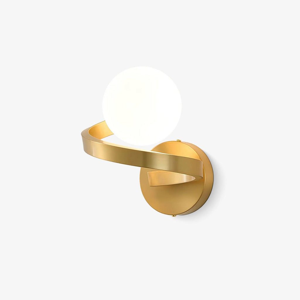 Curved Brass Wall Light, Hardwired Wall Sconce, detail 2