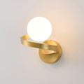 Curved Brass Wall Light, Hardwired Wall Sconce, Dia 15cm x W 18cm x H 20cm