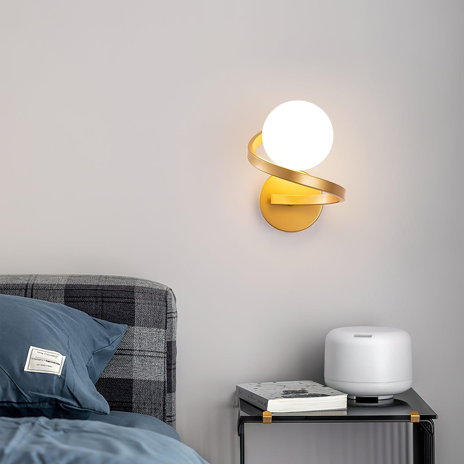 Curved Brass Wall Light, Hardwired Wall Sconce, detail 3