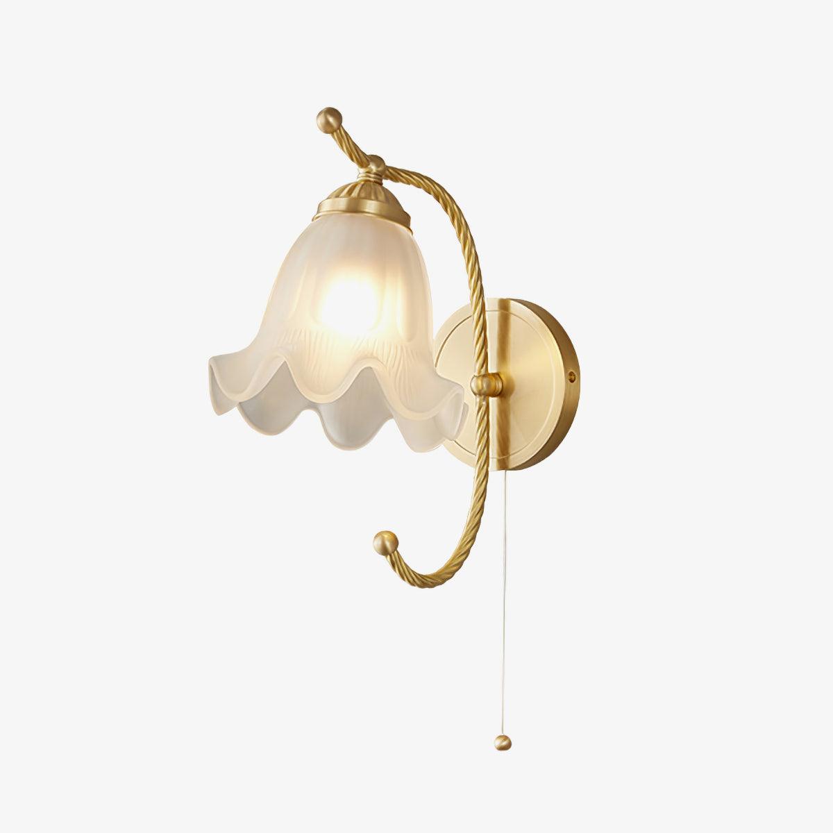 Curved Gooseneck Brass Glass Wall Light, Bathroom Wall Sconce, detail 2