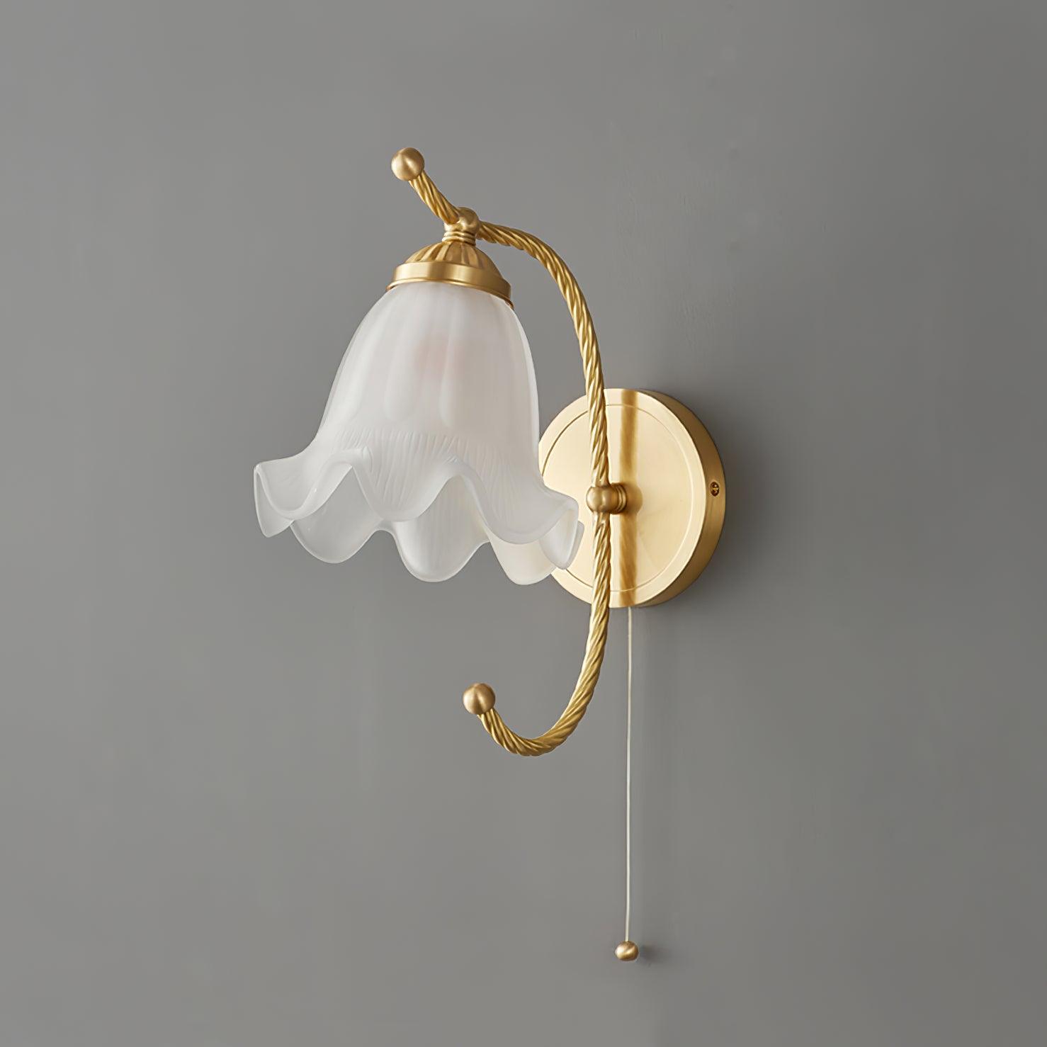 Curved Gooseneck Brass Glass Wall Light, Bathroom Wall Sconce, L 16cm x W 27cm x H 31cm