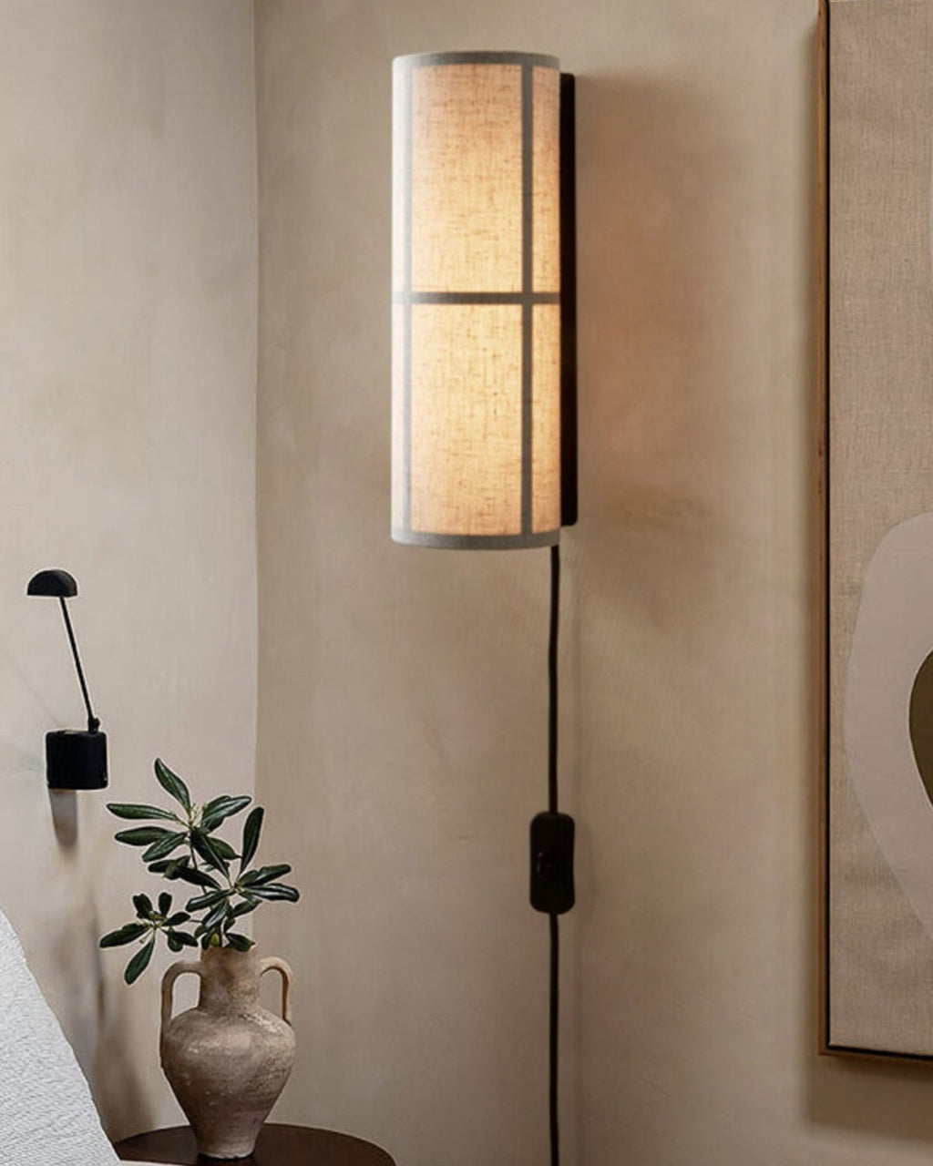 Cylinder Fabric Plug-In Wall Light, Plug-In Wall Sconce, detail 16