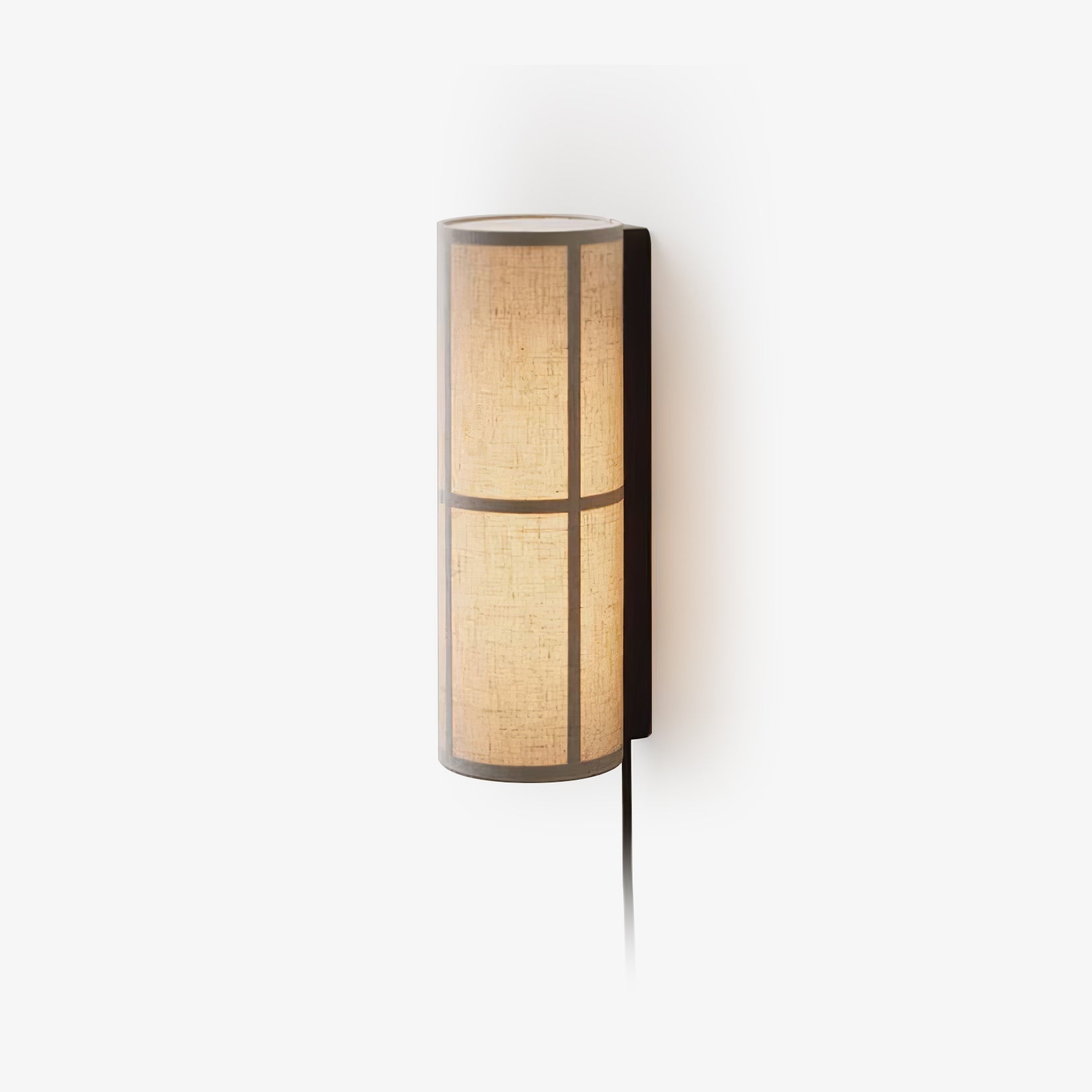 Cylinder Fabric Plug-In Wall Light, Plug-In Wall Sconce, ∅ 4.7″ x H 11.8″