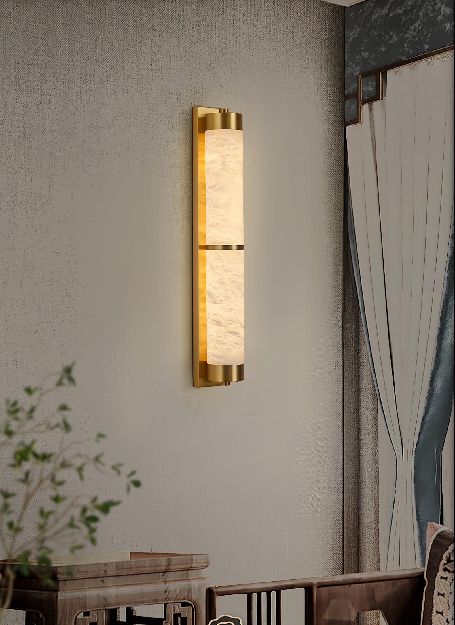 Cylindra Alabaster Brass Wall Light, Hardwired Wall Sconce, detail 16